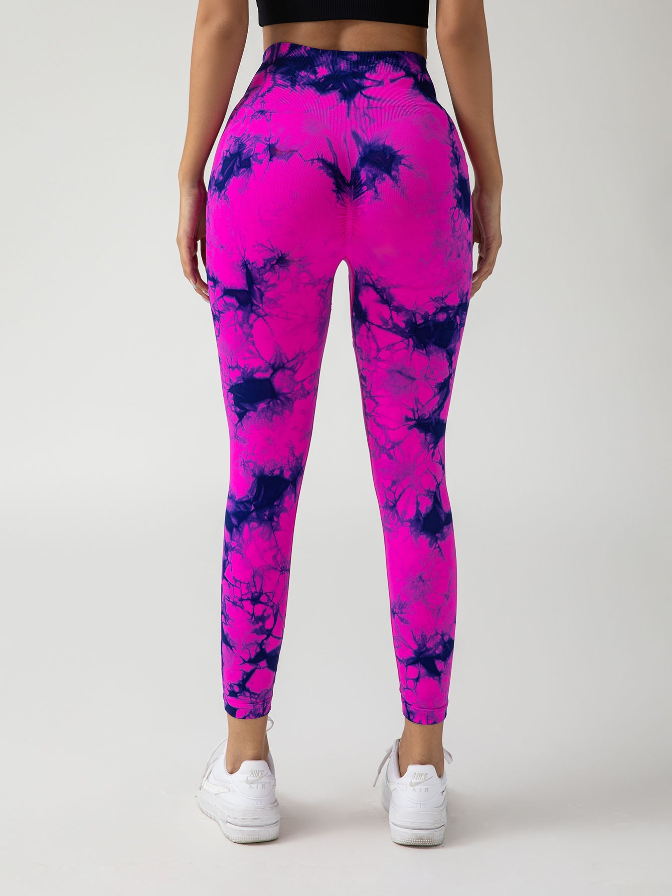 High-waisted and tie-dye design cutout leggings